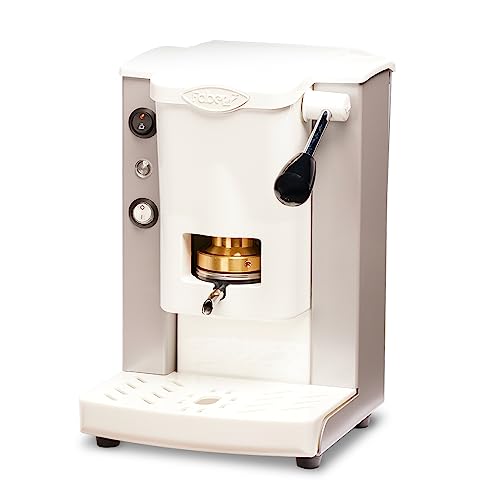 FABER COFFEE MACHINES | Modell kleiner Schlitz | Kaffeemaschine für ESE-Pads 44 mm | Farbe Weiß Kunststoff Weiß | Padpresse aus Messing
