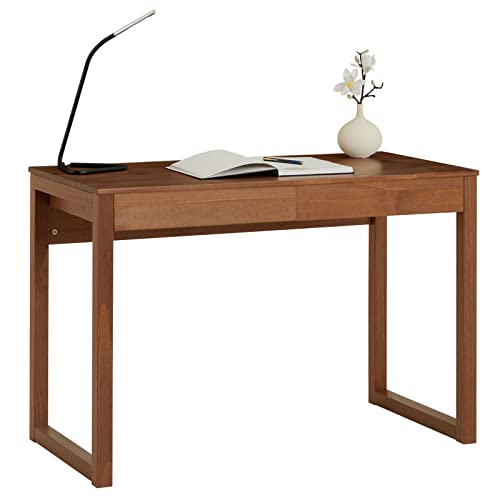 IDIMEX Schreibtisch NOAH in Kastanie aus Massivholz, Konsolentisch aus Kiefer mit 2 Schubladen, schmaler Bürotisch aus Holz mit Schubladen, skandinavisches Design