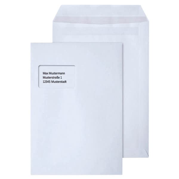 50 x C4 Versandtaschen von Beyond Dreams - Umschläge weiß mit Fenster - A4 Briefumschlag - selbstklebend - 100 g/m² - 229x324mm (C4)