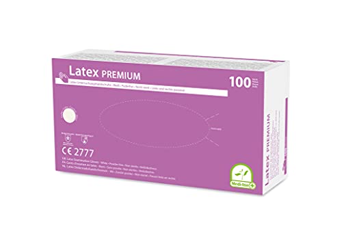 Medi-Inn Latex Premium Einmalhandschuhe, puderfrei, natur (Gr. M, 1 x 100 Stück)