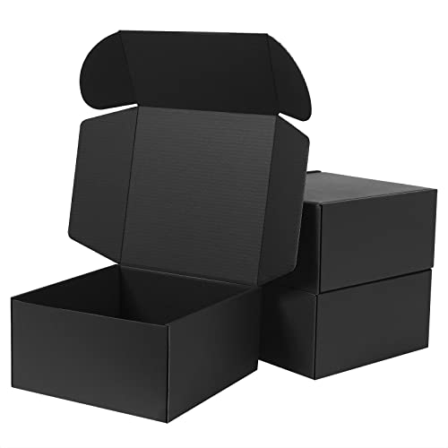 GUOKOFF Karton Geschenkboxen Schwarz (10 Stück), 20.3 x 20.3 x 10.2cm Geschenkboxen mit Deckel, Versandkartons, Pappschachteln mit Deckel, Geschenkbox für Weihnachten, Geburtstag