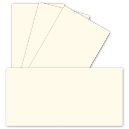 Einzelkarten DIN Lang - Naturweiß - 50 Stück - PREMIUM QUALITÄT - 10,3 x 20,8 cm - sehr formstabil - für Drucker geeignet Ideal für Grußkarten und Einladungen - Marke: NEUSER FarbenFroh