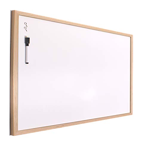H HANSEL HOME Whiteboard mit Holzrahmen, kann chemisch gereinigt Werden, Naturholzbretter - 30X40 cm