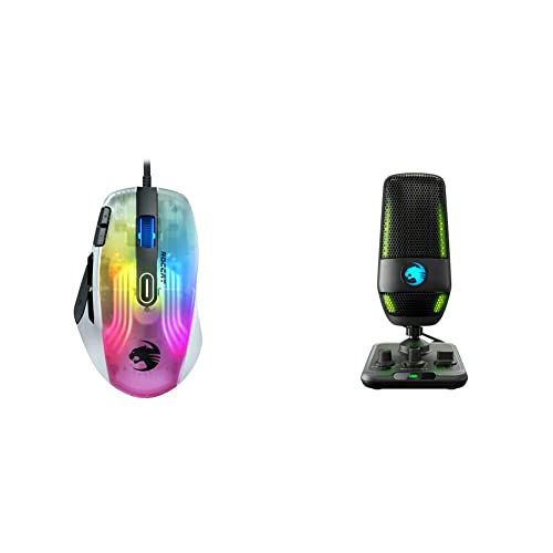 Roccat Kone XP - Gaming-Maus mit 3D-Beleuchtung und optischem Sensor mit 19.000DPI, Krystal 4D-Mausrad, weiß & Torch - USB-Mikrofon in Studioqualität, schwarz