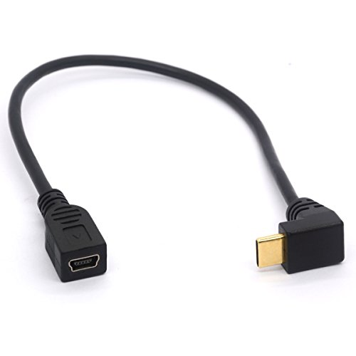 HTGuoji Mini USB auf Typ C Kabel Kordel, Rechts gewinkelt USB 3.1 Typ C Stecker auf Mini 5-Pin B USB-Buchse Adapter für Laptop, MacBook, Kamera, HDD (USB C/TypeC Positive)