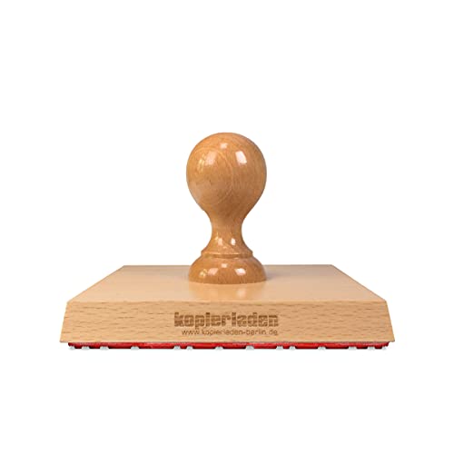 Holzstempel mit großer Stempelplatte mit individuellem Stempeltext, 12 x 12 cm, für Adressen oder Logos - Adressstempel, Textstempel, Bürostempel