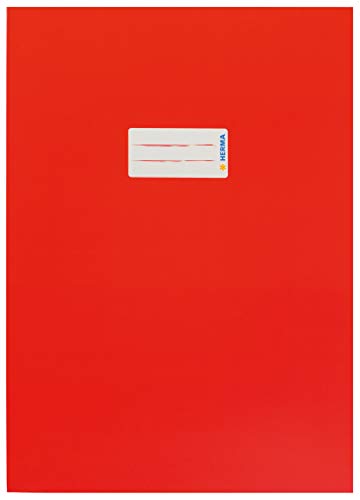HERMA 19748 Heftumschlag A4 Karton Rot, Hefthülle mit Beschriftungsfeld aus stabilem & extra starkem Papier, Heftschoner für Schulhefte, farbig