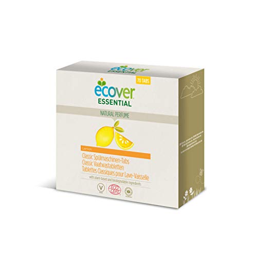 Ecover Essential Spülmaschinentabs, Reiniger auf Pflanzenbasis für Spülmaschine, Zitronenduft, 70 Tabs