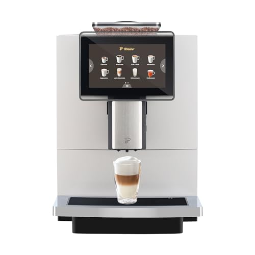 Tchibo Office Kaffeevollautomat, mit Keramikmahlwerk und Milchsystem, Farb-Touchdisplay, Edelstahl Brüher, 1500 Watt, cremige Milchschaumfunktion, 2l Wassertank, 30 Tassen am Tag, Weiß