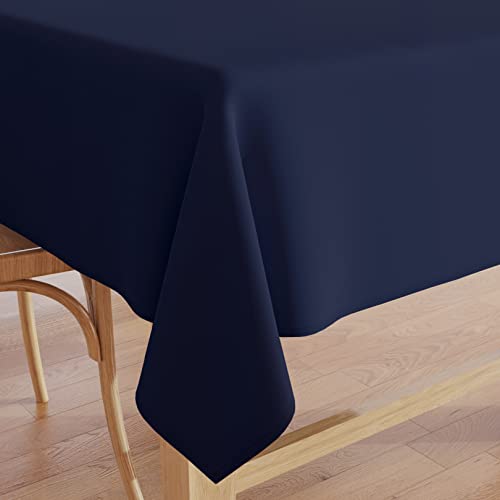 Encasa-Tischdecke aus 100% Baumwoll-Leinen mit Scotch Blue einfarbig und Rectangular Größe 140x180 cm für 4 to 6 Seater Esstisch-Herbstdekoration, Halloween- und Weihnachtsfeste – maschinenwaschbar