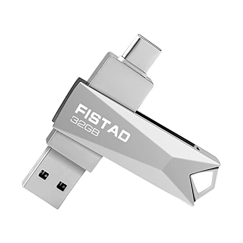 USB Stick 32GB USB 3.0 OTG Speicherstick Drehbare Metall Memory Stick 2 in 1 USB-Flash-Laufwerk Type C Pen Drive für Smartphone/PC Speichererweiterung (Silver)