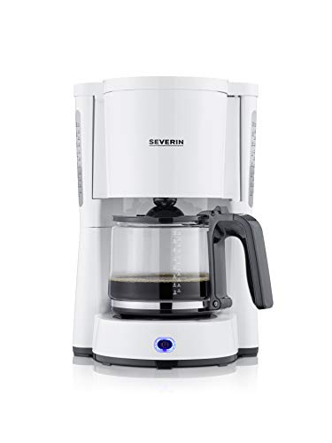 SEVERIN Kaffeemaschine 'Type' mit Glaskanne, aromatischer, schneller und leise gebrühter Kaffee mit dem Kaffeebereiter für bis zu 10 Tassen, Filterkaffeemaschine, weiß, KA 4816, 33.8