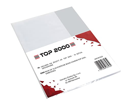 10er Packung Heft / Buch -Hüllen DIN-A5, transparent, genarbt, recyclebares Polypropylen 0,09 mm Extra-Stark TOP-2000
