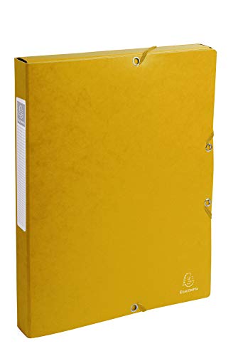 Exacompta 50309E Premium Sammelbox aufgebaut mit Gummizug 25 mm breit aus extra starkem Colorspan-Karton mit Rückenschild für DIN A4 Archivbox Heftbox Dokumentenbox Zeichenbox Sammelmappe gelb
