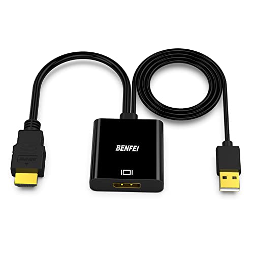 BENFEI HDMI Computer auf Displayport Monitor Adapter 4K@60Hz / 2K@144Hz / 1080P@165Hz, Unidirektional aktive HDMI zu Displayport Konverter mit Audio, für Laptop/Xbox 360