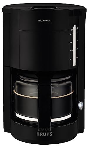 Krups F30908 ProAroma Filterkaffeemaschine mit Glaskanne | 1,25L Füllmenge | 10-15 Tassen | 1050W | Schwarz