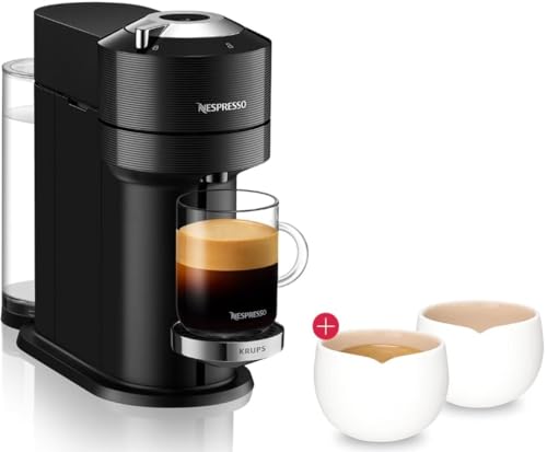 Nespresso Krups Vertuo Next Kaffeemaschine, Kaffeekapselmaschine + Origin Espresso Tassen (2 x 40 ml), Kaffee Kapselmaschine mit Automatische Abschaltung, Kurze Aufheizzeit, One-Touch-System