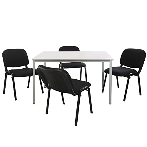 ADB Büro Sitzgruppe Konferenztisch 120x80cm mit Stühlen Besprechungstisch für 4 Personen
