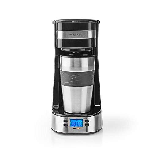 NEDIS Kaffeemaschine - Filter Kaffee - 0.4 l - 1 Tassen - Timer einschalten - Schwarz / Silber