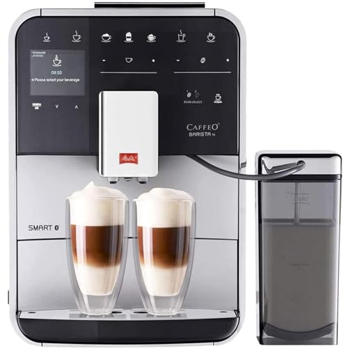 Melitta Caffeo Barista TS Smart - Kaffeevollautomat - mit Milchsystem - App Steuerung - Direktwahltaste - Zweikammer Bohnenbehälter - Silber (F850-101)