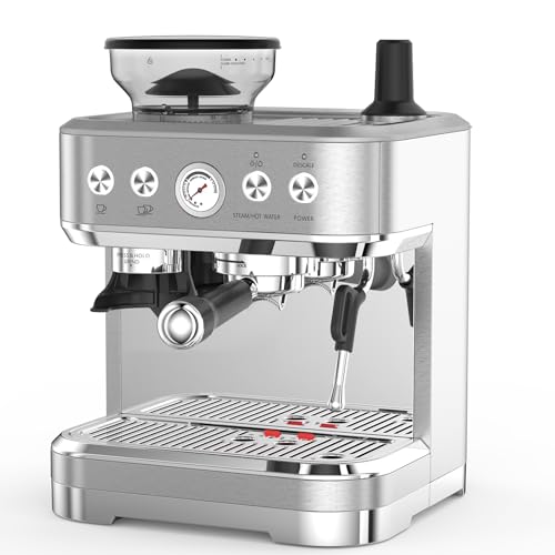 Zstar Espressomaschine, Espresso Siebträgermaschine mit integriertem Mahlwerk und professioneller Milchschaumdüse, edelstahl, Silber