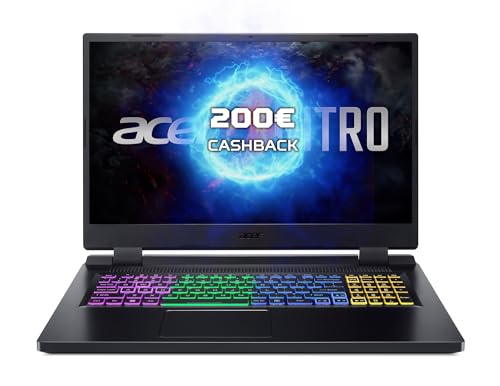 Acer Nitro 5 (AN517-55-72JT) Gaming Laptop | 17,3' FHD 144Hz Display | Intel Core i7-12650H | 16 GB RAM | 1 TB SSD | NVIDIA GeForce RTX 4060 | Windows 11 | QWERTZ Tastatur | schwarz