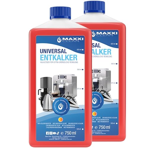 Maxxi Clean | 2x 750 ml Universal Entkalker Konzentrat für Kaffeemaschinen & Kaffeevollautomaten aller Typen | für 12 Entkalkungsvorgänge | universelle Gerätereinigung gegen Kalk und Verschmutzungen