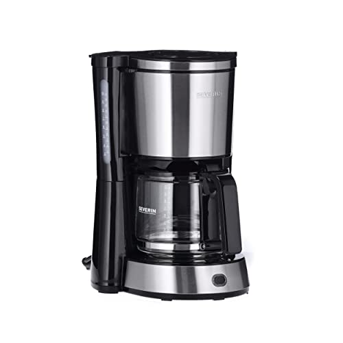 SEVERIN Kaffeemaschine, aromatischer Kaffee mit dem Kaffeebereiter für bis zu 10 Tassen, Filterkaffeemaschine mit Schwenkfilter, Edelstahl/schwarz, KA 4822