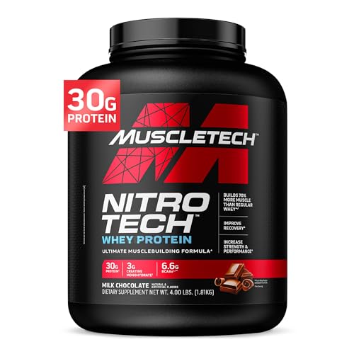 MUSCLETECH Proteinpulver, Nitro-Tech Protein Isolate & Peptide, Proteinpulver zum Muskelaufbau, für Männer und Frauen, Milchschokolade,1.81 kg (1er Pack), (Verpackung kann variieren)