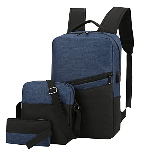 Herren- und Damen-Rucksack, farblich passend, dreiteilig, Computer-Business-Tasche, lässig, passend, Schultertasche Wander Rucksäcke (Blue #3, One Size)