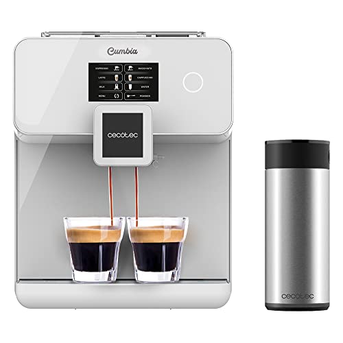 Cecotec Superautomatische Kaffeemaschine mit Power Matic-ccino 8000 Touch Serie Bianca S. 1400 W, Touchscreen, All Cappuccino-System und personalisierbarer Kaffee, 19 Bar, Milchbehälter