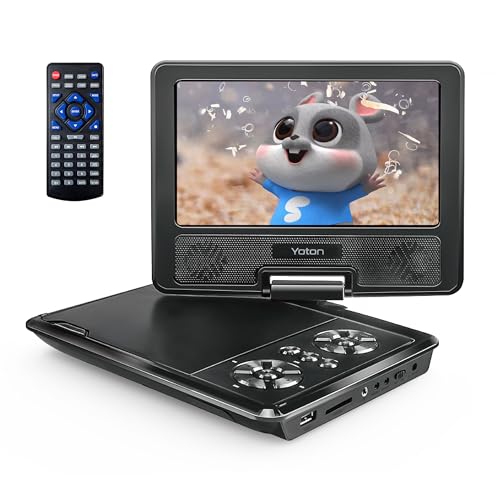 YOTON 7,5' tragbarer DVD-Player mit SD-Karte/USB-Anschluss, 4-6 Stunden-Akku, 9,5' augenschützender Bildschirm, Unterstützung AV-EIN/Ausgang