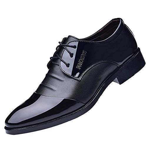 Ansenesna Schuhe Herren Business Braun Schwarz Leder Mit Absatz Elegant Anzug Schuhe Zum Schnürsenkel Männer Vintage (46, Schwarz)