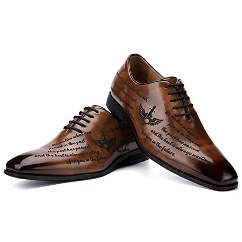 JITAI Oxfords Herren Elegante Schuhe Business Schnürhalbschuhe Herren Anzug Schuhe, Braun-04, 43 EU (10 UK)