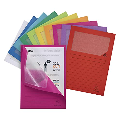 Exacompta 50250E Fenstermappen (Recycling Karton, Organisationsdruck, 120g, DIN A4) 25er Pack zufällige Farbe