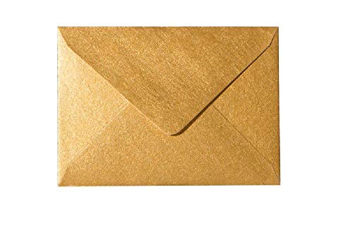 Briefumschläge DIN B6 125 x 176 mm spitze Lasche Nassklebung 120g für Hochzeit, Einladungen, Glückwunschkarten (88 Gold, 25 Stück)