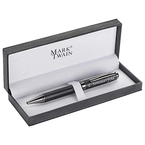 Mark Twain Kugelschreiber mit Gravur aus Metall inklusive Geschenkbox Geschenk zum Geburtstag Jubiläum verschiede Anlässe PS85