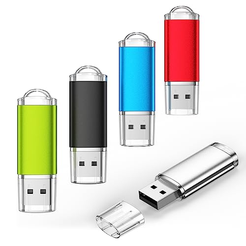 4GB USB Stick 5 Stück USB 2.0 Flash Laufwerke - Mini Metall Tragbar Bunt 4 GB Speicher Sticks - Datarm Mehrfarbig Datenspeicher USB 2.0 Flash Drive Günstig Pendrive (Blau,Schwarz,Silber,Rot,Grün)