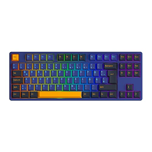 Akko 5087B Plus RGB Mechanische Gaming Tastatur, ISO-DE Layout, 3 Modes (BT5.0/2.4Ghz/Typ C) TKL Keyboard mit Swappable Linear Switch, Cherry PBT Tasten, Anti-Ghosting (Horizon, Jelly Schwarz)