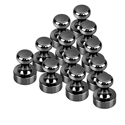 TRAYBRAY Magnet Magnete Metal 12 * 16mm Push Pin Magnete Perfekt für Kühlschrank Pinnwand DIY mit Aufbewahrungsbox - 12 Stücke (Schwarz)