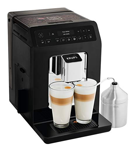Krups EA8918 Evidence Kaffevollautomat | OLED-Display Barista Quattro Force Technologie | 12 Kaffee | 3 Tee Variationen | One-Touch-Cappuccino | 2-Tassen Funktion | schwarz
