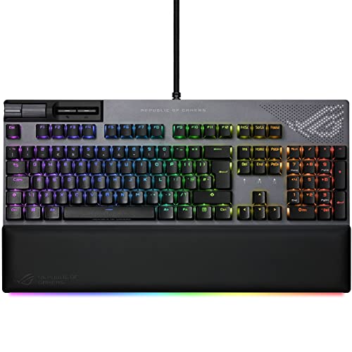 ASUS ROG Strix Flare II Animate 100% RGB Gaming Keyboard, Hot-Swappable ROG NX Red Switches, PBT Doubleshot Tastenkappen, LED Display, 8K Polling, Mediensteuerung, USB Passthrough, UK Layout