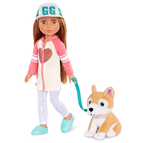 Glitter Girls Puppe Tavi und Hund Nougat – Bewegliche 36 cm Puppe mit braunen Haaren, Puppenkleidung und Kuscheltier – Spielzeug ab 3 Jahren (9 Teile)