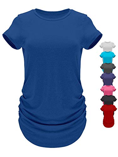 GO HEAVY Damen Multifunktions Yoga Running T-Shirt Kurzärmlig Zumba Sportshirt Schnelltrocknend Blau L