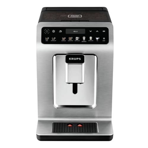 Krups Evidence Plus Kaffeevollautomat 15 bar, 1450 W, Milchschaum-System, automatische Reinigung, 2-Tassen-Funktion, Edelstahl, OLED Display, Direktwahltasten, Espresso-Kaffee-Maschine, Kaffeeautomat