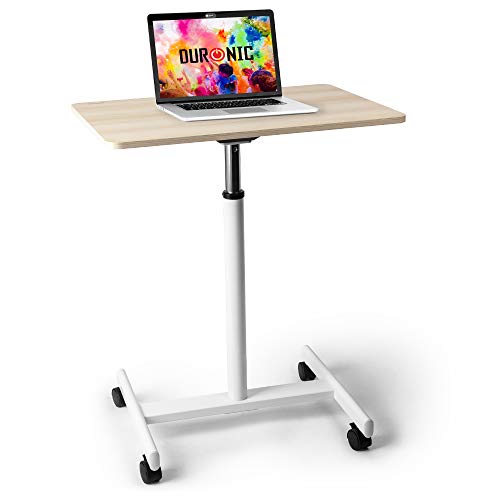 Duronic WPS67 Arbeitstisch | Laptoptisch 70 x 48 cm bis 30 kg | Computertisch mit Rollen | Höhenverstellbarer Projektortisch für Beamer | Sitz-Stehtisch Schreibtisch Rolltisch Beistelltisch Sofatisch