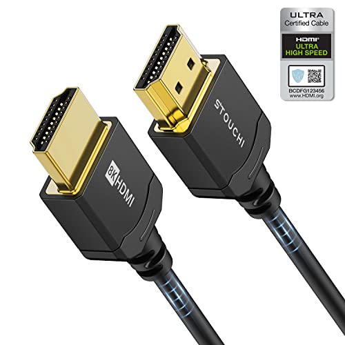 Stouchi Ultradünnes HDMI 2.1 Kabel 8K 1,5M, Hyper Slim HDMI 2.1 Kabel,Extrem Flexibles 8K HDMI Kabel, Unterstützt 10K 8K120 4K120 144 Hz,eARC HDR10 4:4:4 HDCP 2.2&2.3 Dolby Kompatibel mit PS5/Xbox/LG