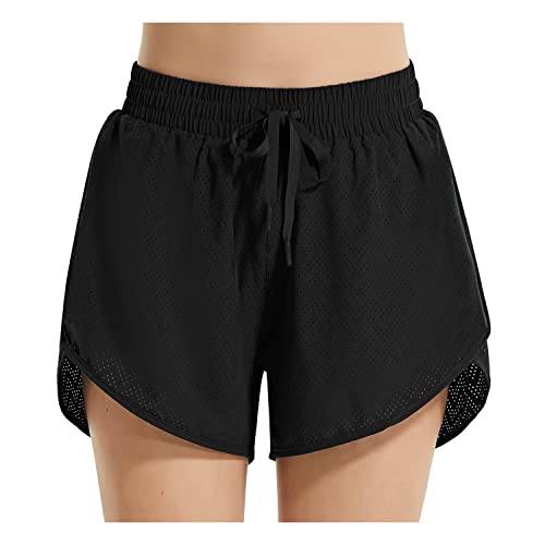 BALEAF Badeshorts Damen UPF50+ Badehose Schnell Trocknende Boardshorts UV Schutz Bikini Shorts mit Tasche Schwimmhose mit Mesh Schwarz S