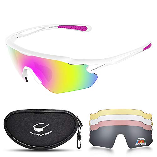 Snowledge Sportbrille Fahrradbrille Herren und Damen Radsportbrille Sonnenbrille Erwachsene Sport Radbrille Polarisiert Windschutz Brille Motorradbrille Rahmen TR90 UV400 Schutz
