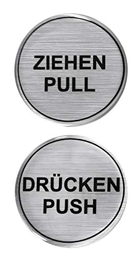 BIKE-label Türschild 3D Aufkleber Dm 45 mm in Alu Optik Ziehen Drücken 900020-VA schwarz, silber